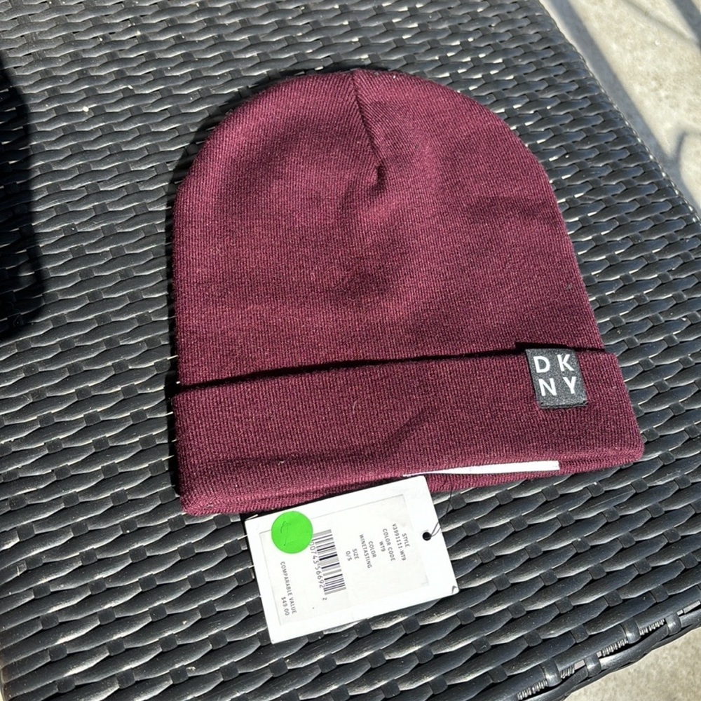 DKNY Deep Burgundy Knit Beanie